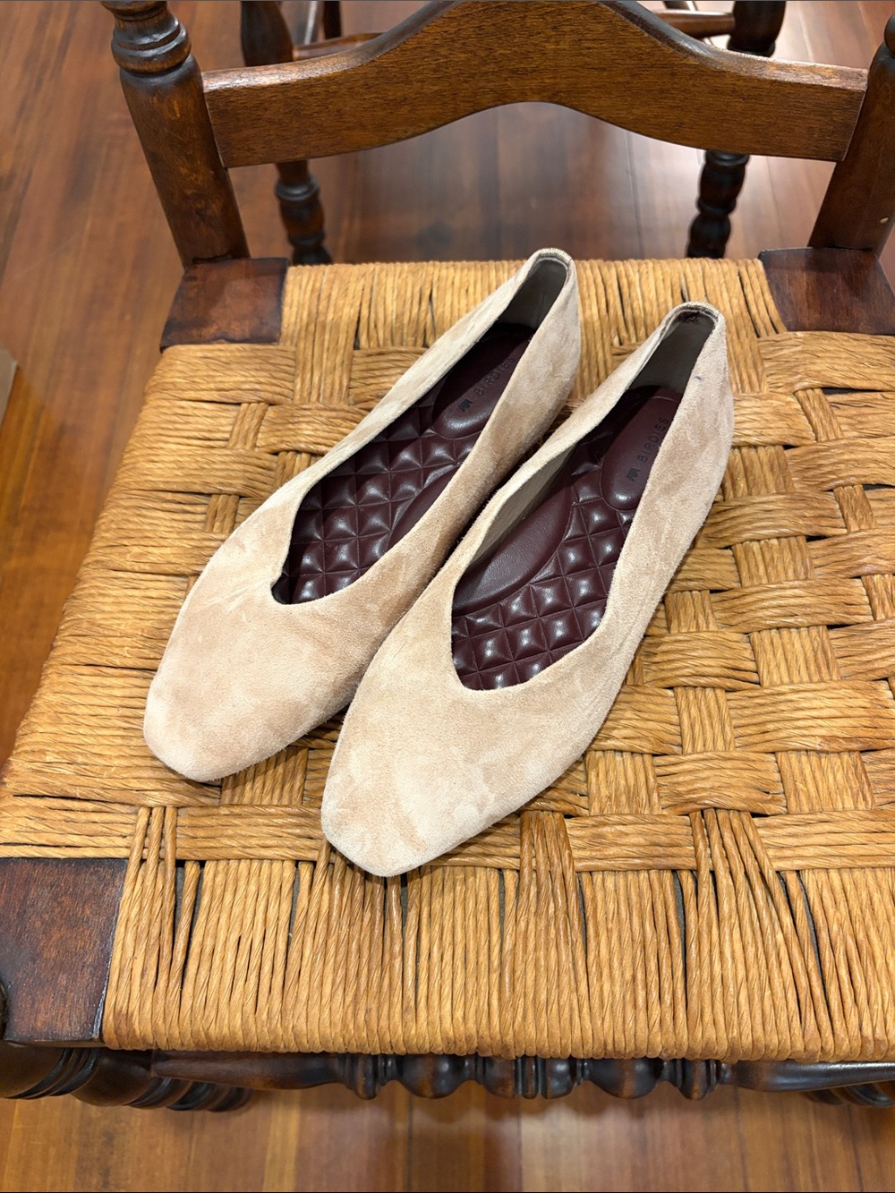 Beige Suede Women's Ballet Flats